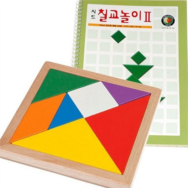 교육용 어린이 칠교 놀이 2단계 칼라 어린이 원목 칠교 퍼즐 - 상품 이미지