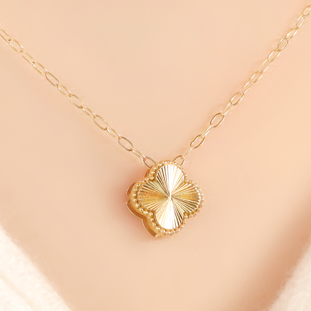 주리에떼 14K 18K 여성 데일리 골드 행운의 클로버 릴리프 금 목걸이 - 상세 이미지 4
