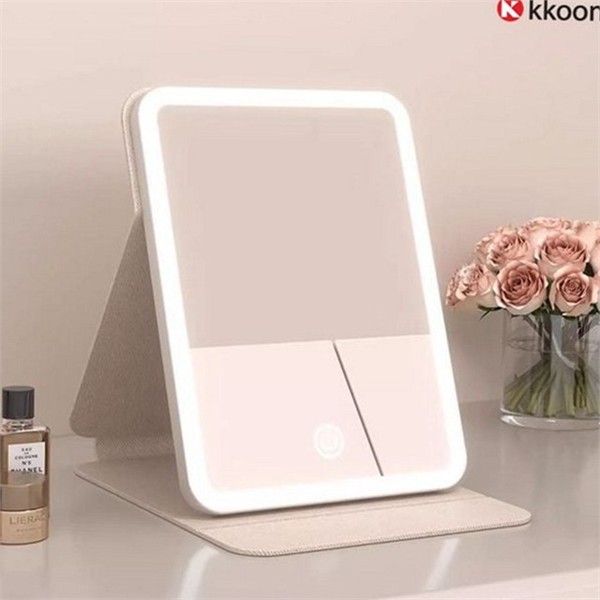 충전식 led 조명 화장 거울 휴대용 메이크업 led 거울 스탠드형 - 상품 이미지