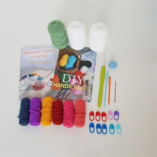 손뜨개 뜨개 실 컵 받침 diy 키트 초보 뜨개질 diy - 상품 이미지