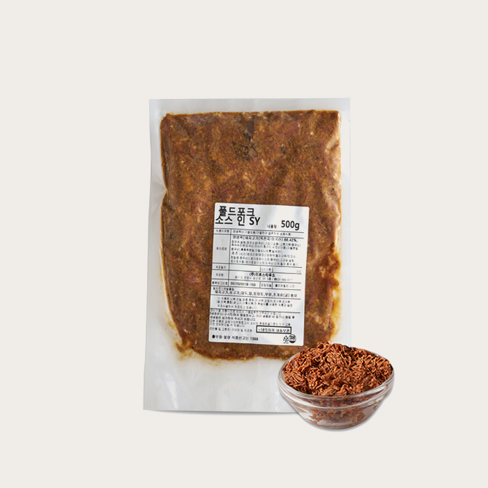 풀드포크 소스인 500g 1개 - 토핑용 양념육, 베이커리/타코/샌드위치 재료, 바베큐 플래터 등 - 상품 이미지