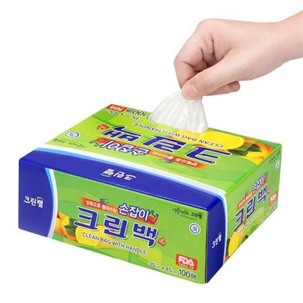 편리한 음식물 쓰레기 봉투 35x45cm100매 다용도 비닐 봉투 손잡이 뽑아 - 상품 이미지