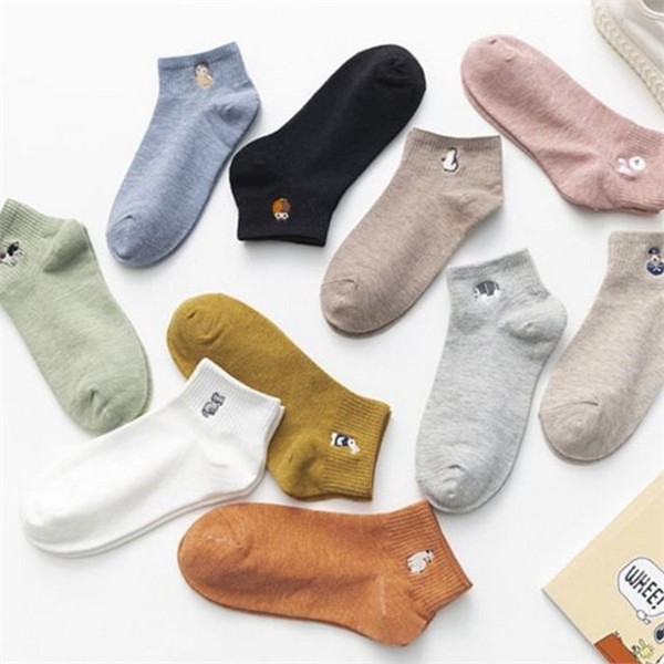 귀여운 여성 자수 양말 데일리 학생 단목 양말 캐주얼 교복 - 상품 이미지