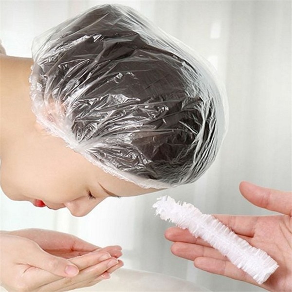 헤어 일회용 캡 50개 트리트먼트 비닐 캡 개별포장 숙박업소 여행용 - 상품 이미지