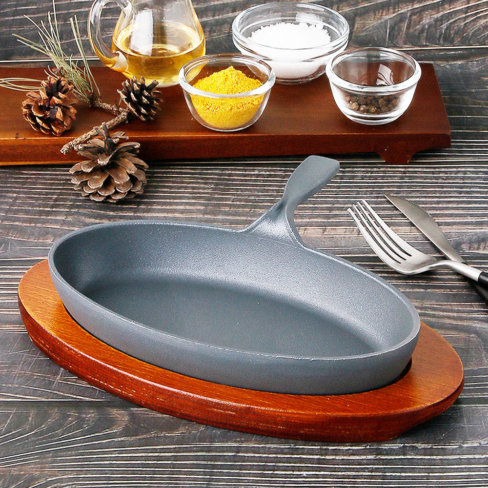 인덕션 무쇠 주물팬 구이 스테이크 철판 감바스 팬 판 21.3cm, AL타원 - 상세 이미지 5