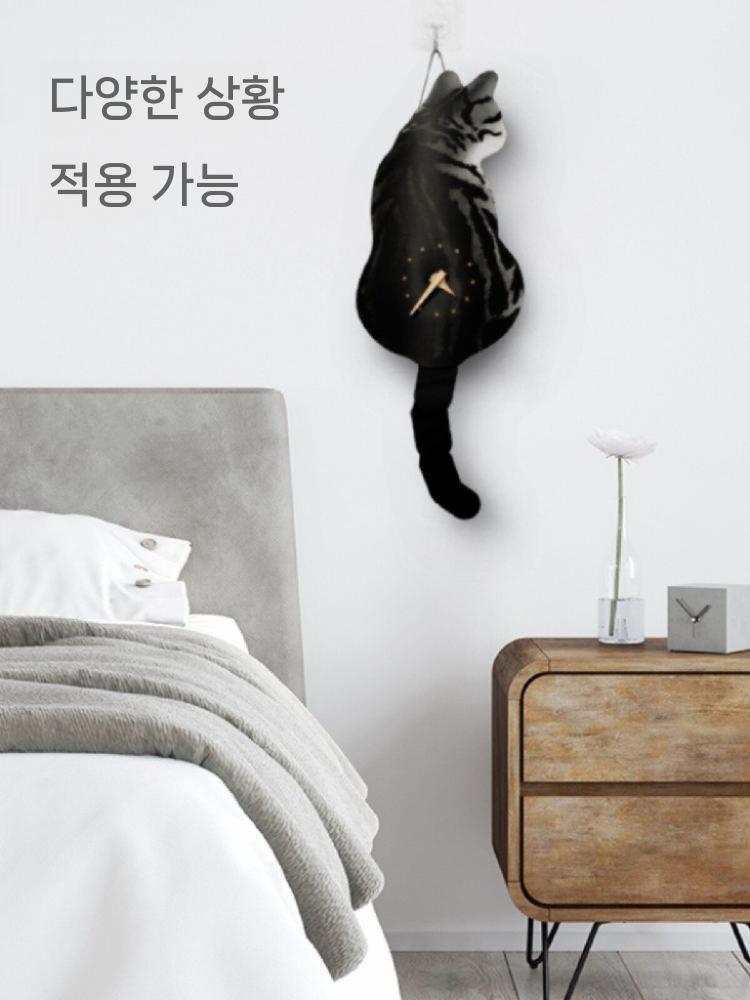 고양이 벽시계 시계 움직이는 꼬리 무소음 인테리어 A 15인치 이미지 6