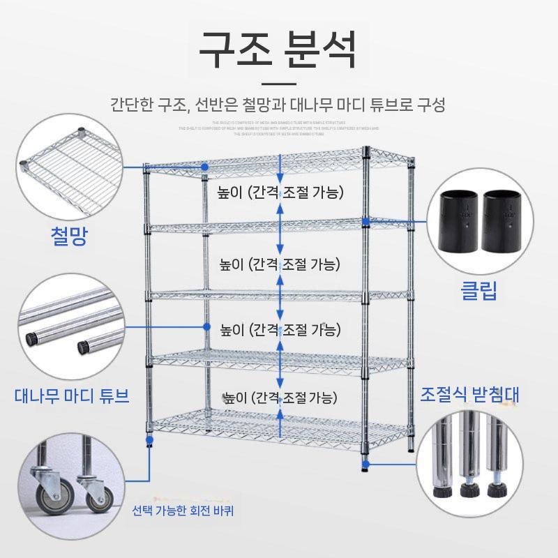메탈랙 업소용 물류 스탠드 창고 캠핑 이동식 짐 1.2m 3단 길이 609 x 너비 457mm - 상세 이미지 4