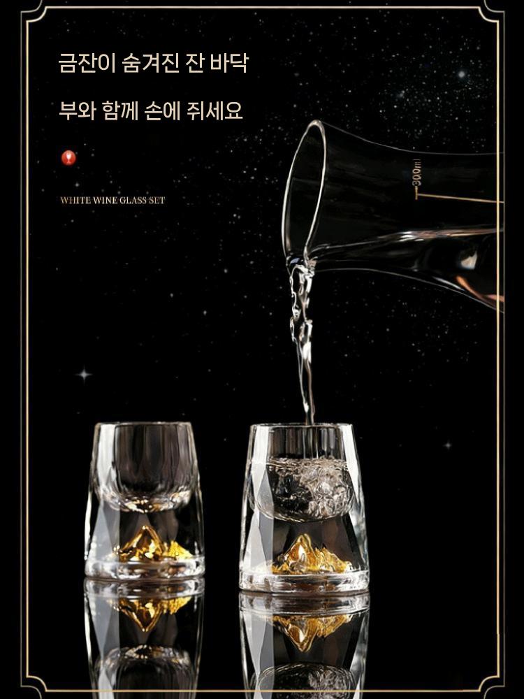 자이주잔 선물세트 고량주 술잔 마오타이 금박컵 주전자 2개+컵 8개 - 상세 이미지 4