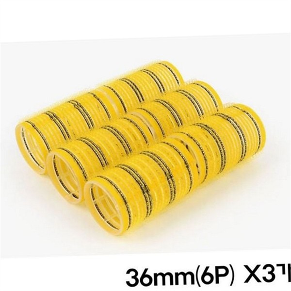 붙임머리 헤어 구르프 36mm6PX3개 찍찍이 헤어롤 뽕헤어롤 앞머리 셀프 뿌리 - 상품 이미지