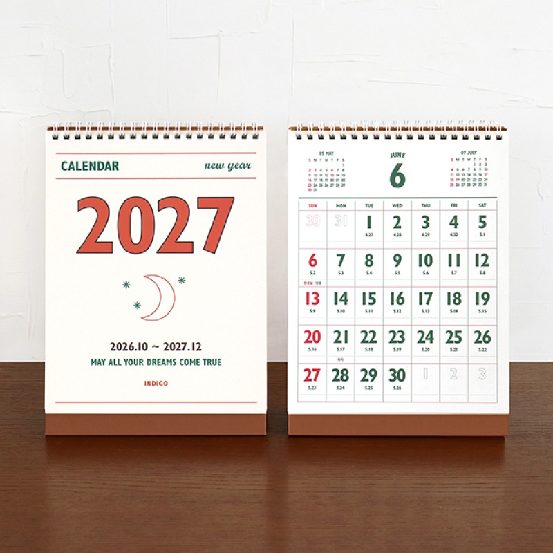 2027년 음력 탁상달력 27년 인디고 루나 레트로 달력 2027 미니 데스크 절기 캘린더 - 상세 이미지 5