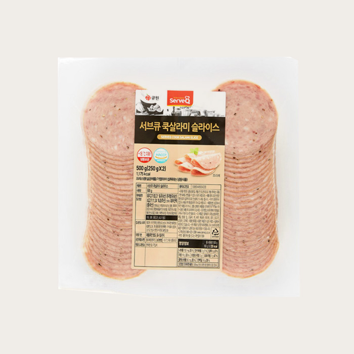 서브큐 쿡살라미 슬라이스 500g -샌드위치햄, 샌드위치소시지 아이스박스 무료포장(냉동) - 상품 이미지
