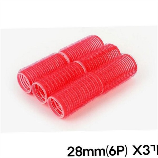 셀프 헤어 구르프 28mm6PX3개 찍찍이 앞머리 구르프 스타일링 헤어롤 뿌리 - 상품 이미지