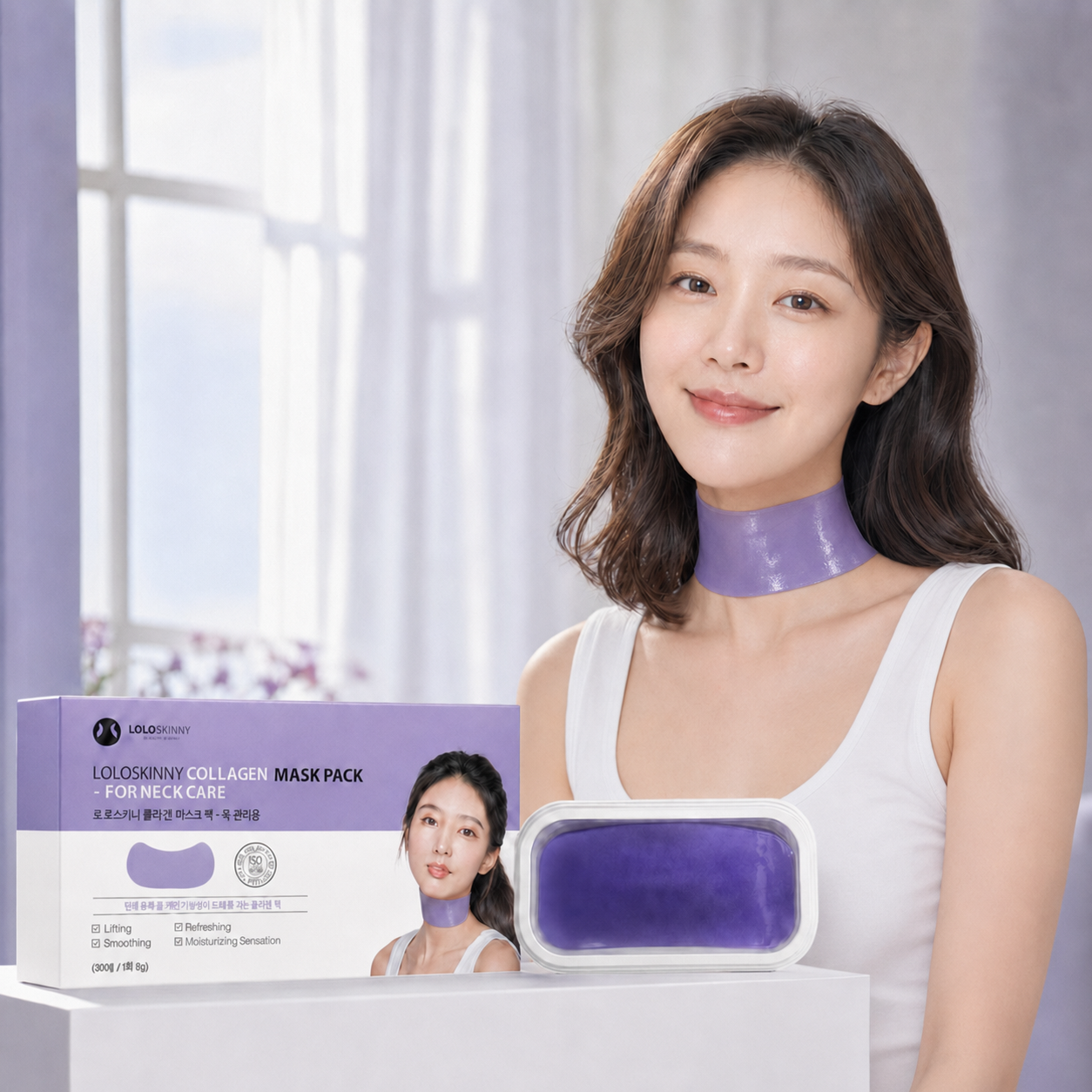 로로스키니 콜라겐 넥마스크 목주름 패치 넥마스크팩 리프팅 2팩, 60개 - 상세 이미지 2