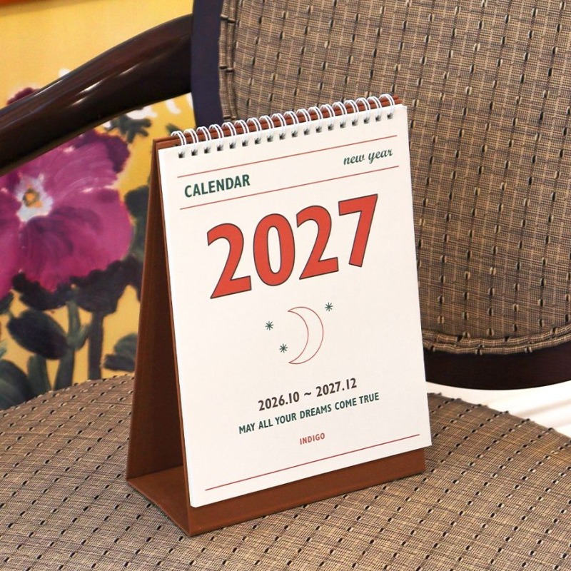 2027년 음력 탁상달력 27년 인디고 루나 레트로 달력 2027 미니 데스크 절기 캘린더 - 상품 이미지