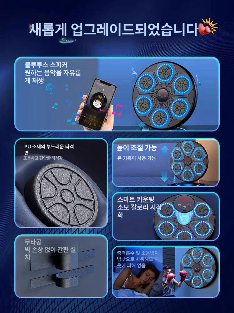 뮤직 복싱 기계 머신 벽걸이 블루투스 샌드백 펀치 리듬 가정용 사파이어블루 라이트 - 상세 이미지 4