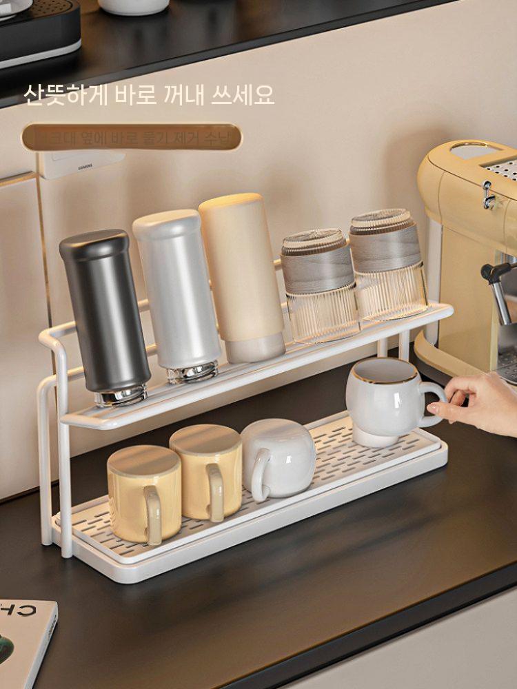 컵거치대 컵선반 탕비실 정리함 수납선반 사무실 주방 블랙 - 상세 이미지 4