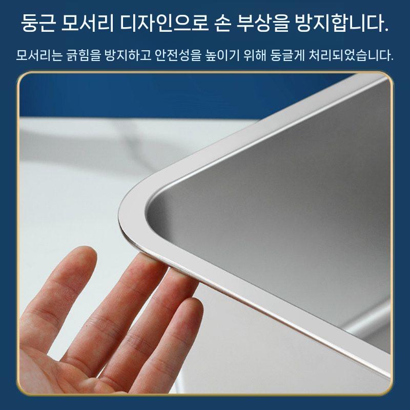 대형 스텐볼 다라이 세척볼 양푼 김치 사각 김장용 스테인레스 50x50x7cm 이미지 6