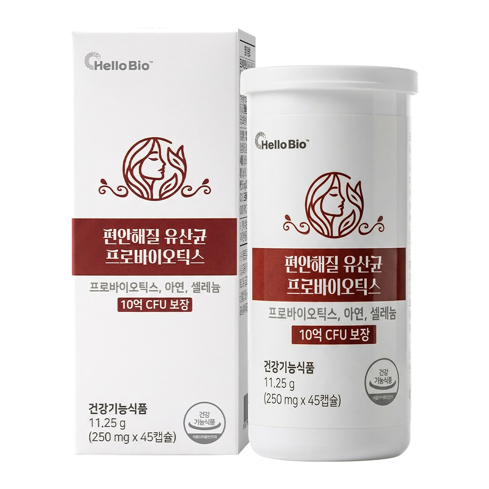 헬로바이오 편안해 질 유산균 10억보장 프로바이오틱스 셀레늄 45캡슐, 1개