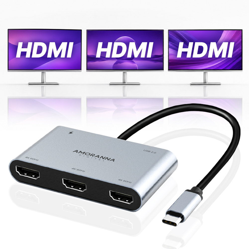 아모란나 C타입 트리플 모니터 분배기 HDMI 컨버터 MST 허브 5in1 60Hz - 상품 이미지