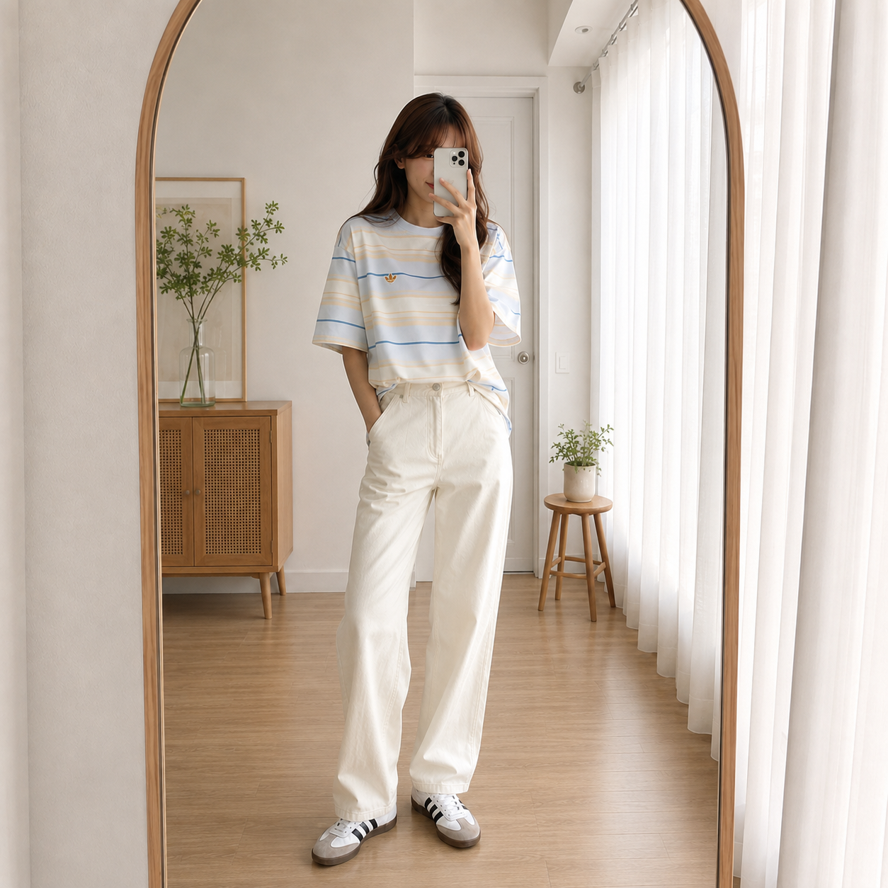 아디다스 오리지널 스트라이프 크루넥 반팔티 스카이블루 KX1268 - 상세 이미지 4