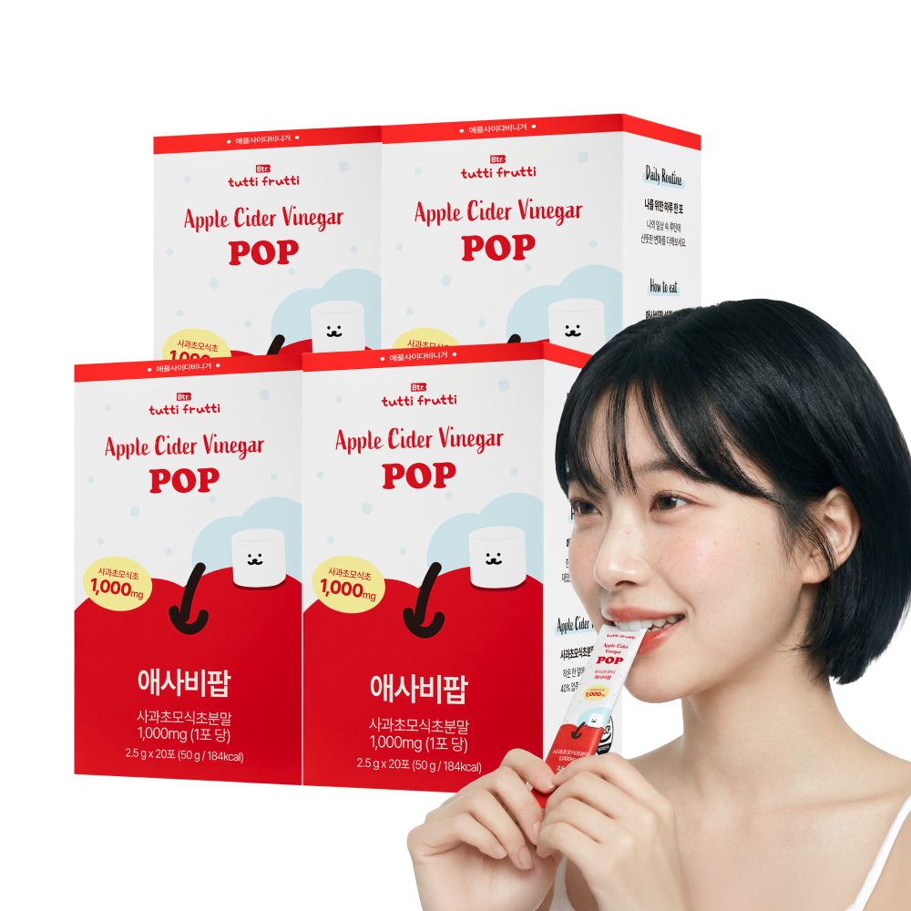 뚜띠프루티 애사비 씹어먹는 애플사이다비니거 알약 캔디 스틱 20포, 4개 - 상품 이미지