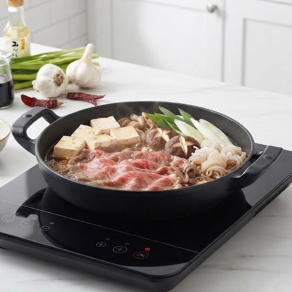 평생쓰는 인덕션 무쇠 주물 전골냄비 스키야키 나베 냄비 전골팬 26.5cm - 상세 이미지 2