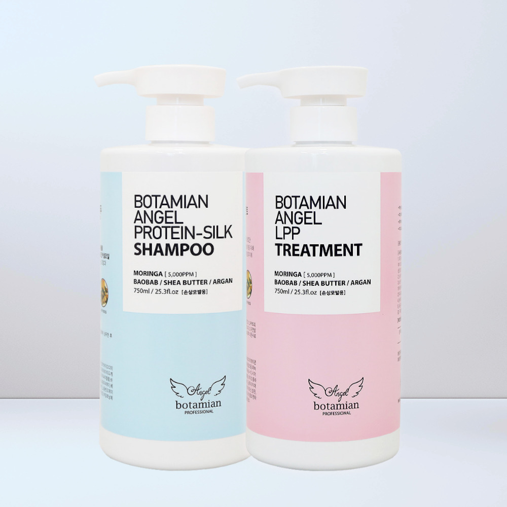 보타미안엔젤 단백질샴푸 + 트리트먼트 헤어케어클리닉세트 대용량 750ml - 상품 이미지