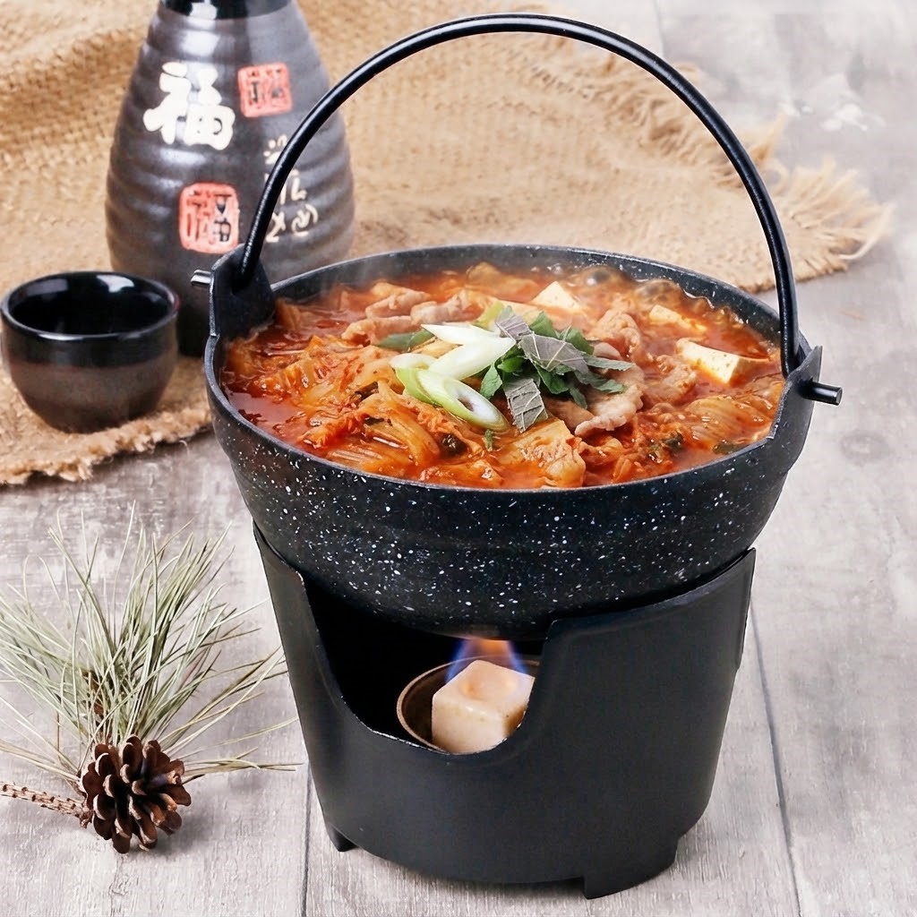돗토리 미니 스키야키 샤브샤브 냄비 1인 + 미니화로 세트 15cm, 전골냄비 - 상세 이미지 3