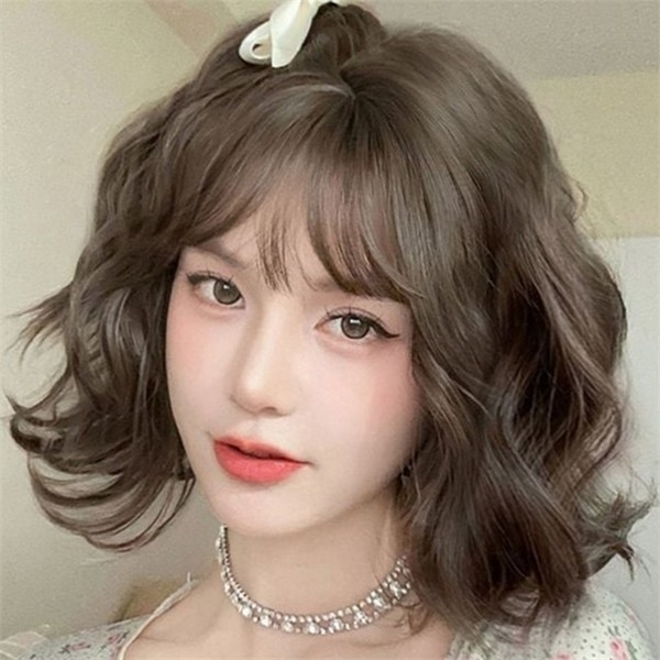 스타일링 여성 단발 웨이브 가발 앞머리 물결 웨이브 가발 데일리 - 상품 이미지