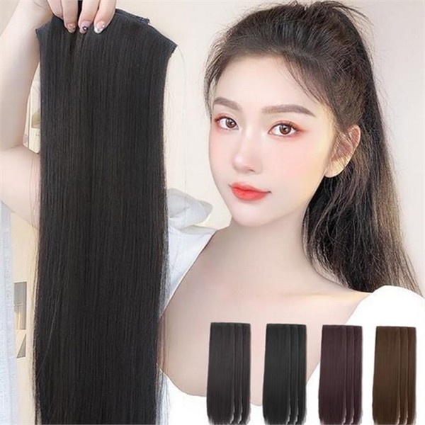 원터치 여성 붙임머리 피스 3피스 스트레이트 생머리 붙임머리 클립형 당고머리 - 상품 이미지