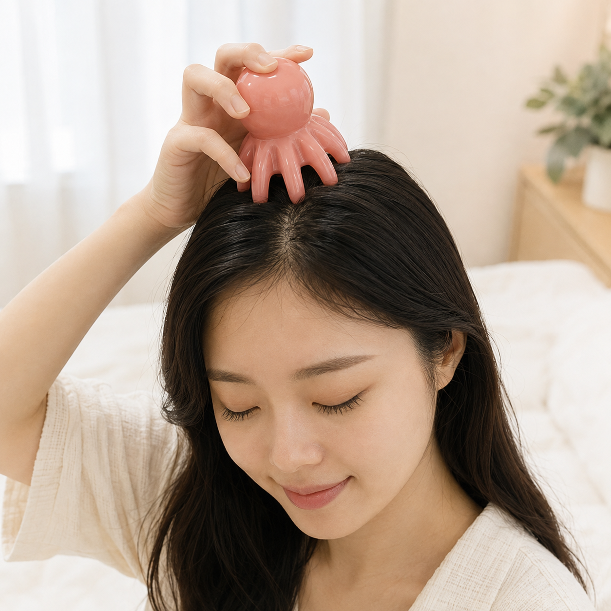 문어 두피 괄사 마사지기 머리 목 어깨 셀프 지압기 2컬러 - 상품 이미지