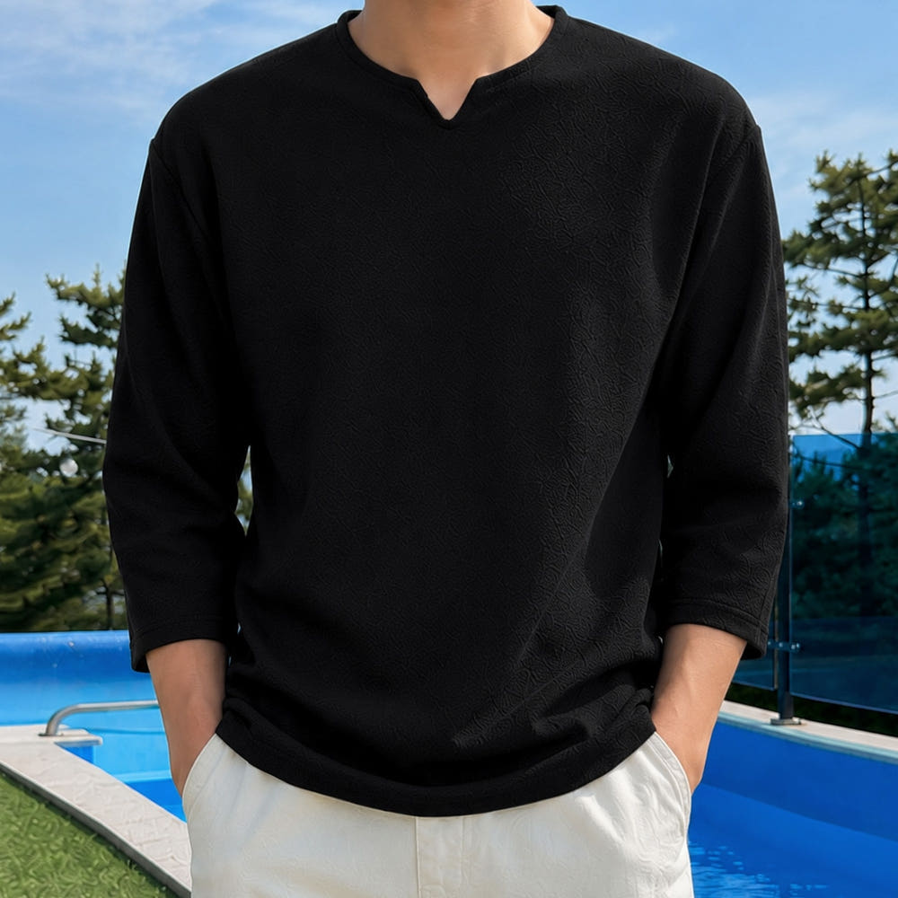 남자 라게 여름 무지 슬릿 브이넥 7부 티셔츠 가격 비교 피팅남 남자 라게 여름 무지 슬릿 브이넥 7부 티셔츠