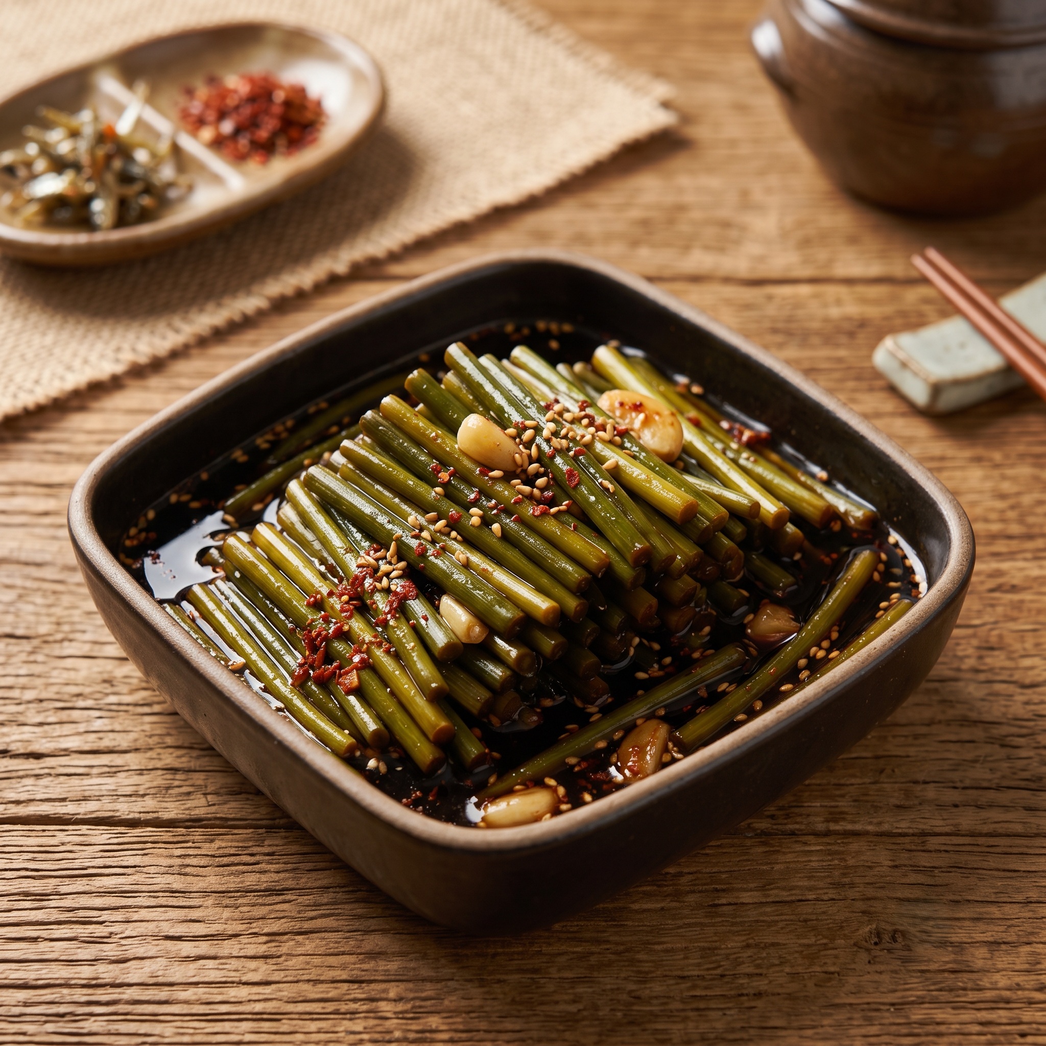아삭하고 새콤달콤한 간장 마늘쫑 장아찌 1kg+1kg - 상품 이미지