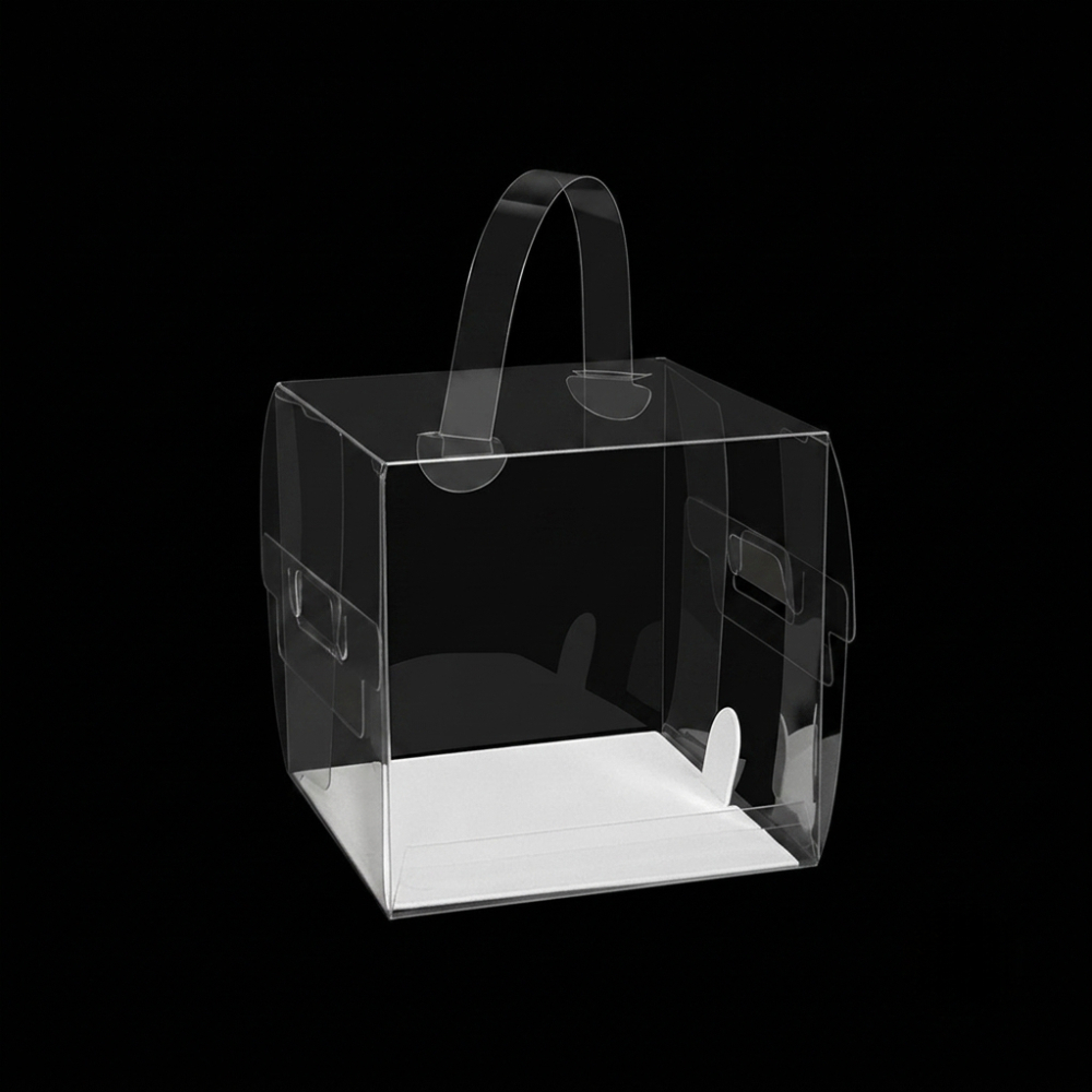 초미니케이크상자 손잡이 투명미니쿠키박스 초콜릿 답례품 한입디저트포장 A(8x8x8) - 상품 이미지