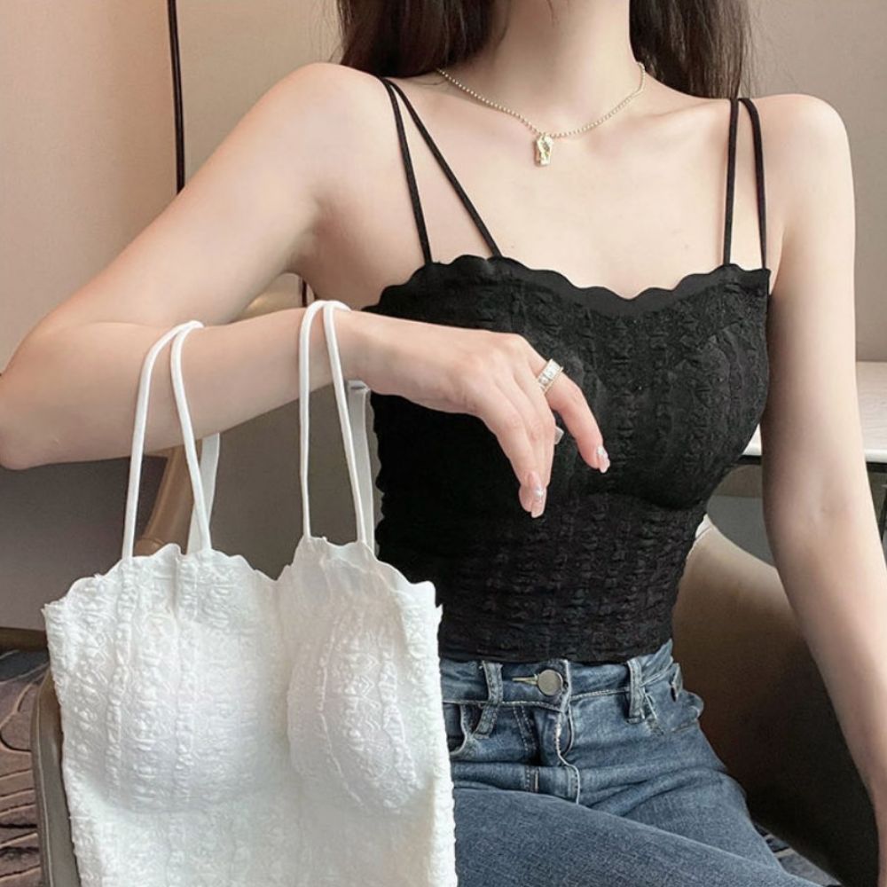 레이스캡나시 얇은끈브라탑 패드일체형나시 노브라 캡내장 이미지 8