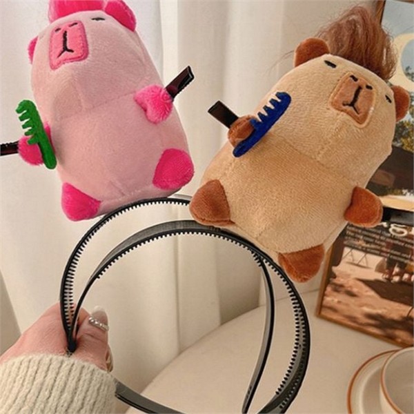 귀여운 카피바라 머리띠 인형 카피바라 헤어밴드 앞머리 패션 소품 봉제 - 상품 이미지