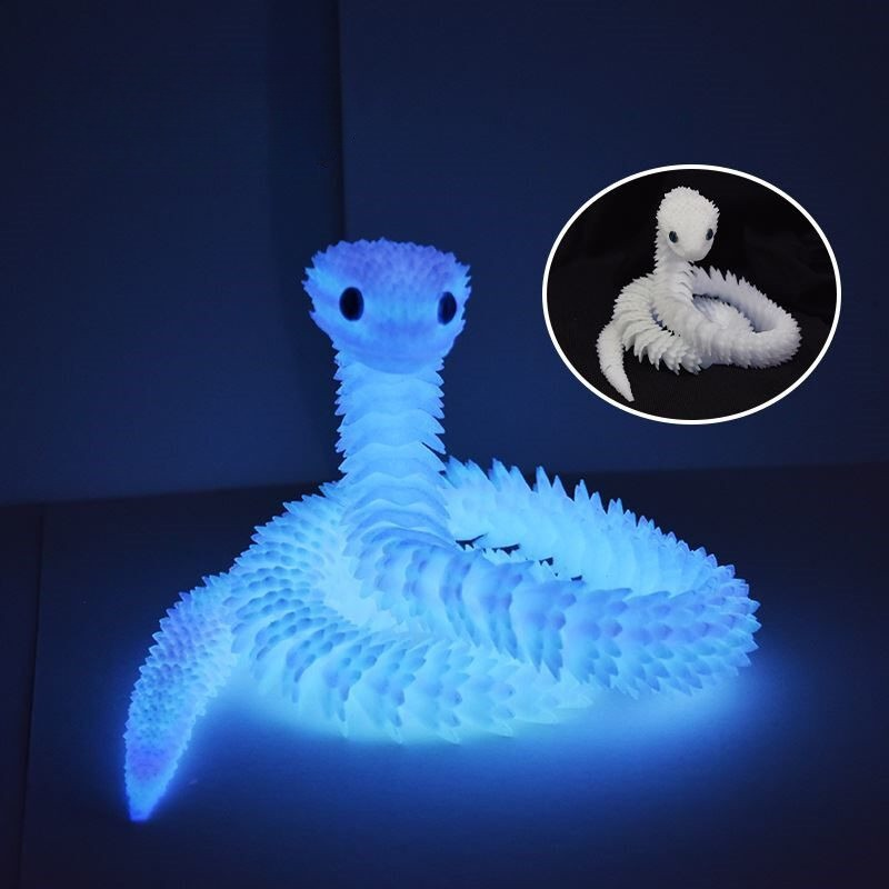뱀장난감 3D 프린트 자연스러운관절 뱀모형 피규어 스네이크 동물 인형 75CM 야광 - 상품 이미지