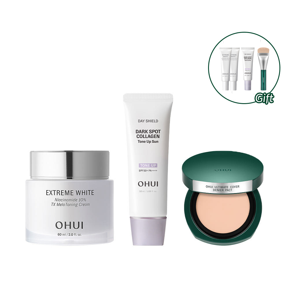 [라운지전용] 오휘 멜라토닝 기미크림 60ml + 콜라겐 톤업선 50ml + 데니어 팩트(본품+리필) - 상품 이미지