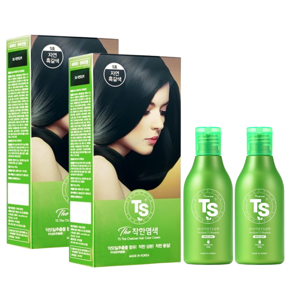 TS 더착한염색 + 프리미엄 TS샴푸 100g 120g, 5호 흑갈색+프리미엄TS샴푸100g, 2개 - 상품 이미지