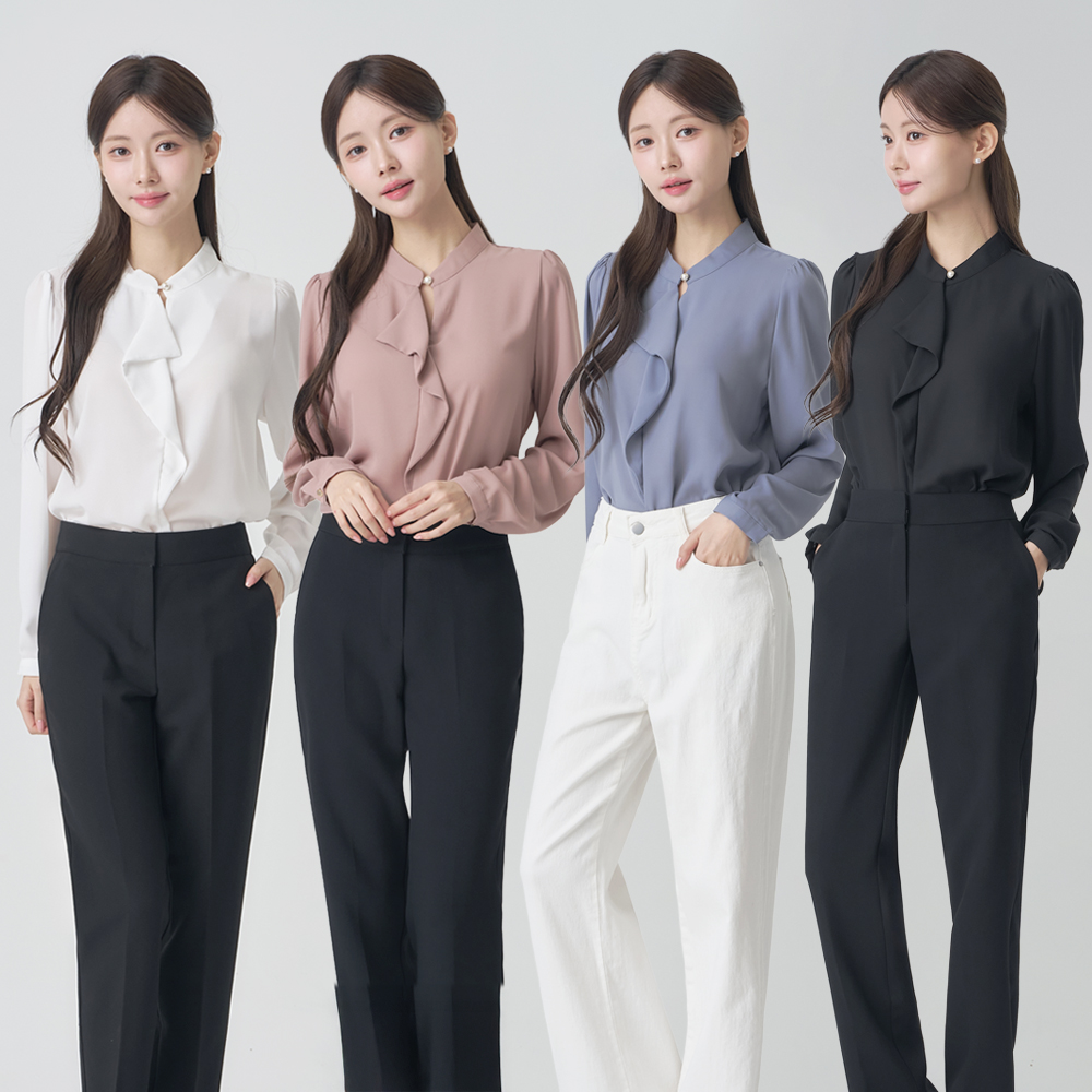 정장이너 하객블라우스 쉬폰블라우스 [진주프릴] - 상품 이미지