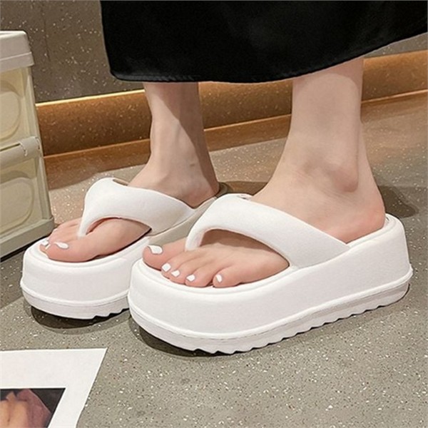 플랫폼 여성 통굽 쪼리 데일리 여성 키높이 슬리퍼 푹신한 물놀이 - 상품 이미지