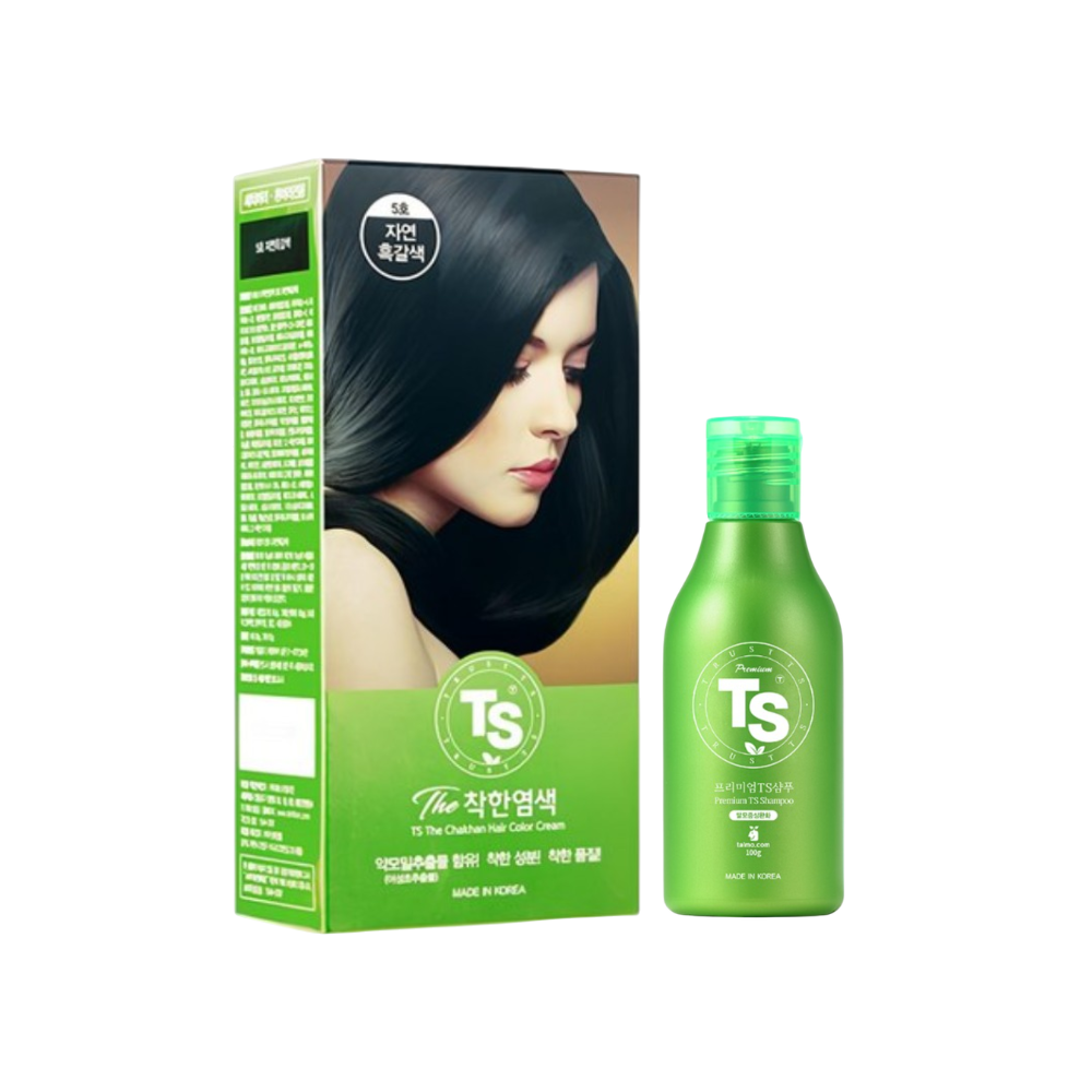 TS 더착한염색 + 프리미엄 TS샴푸 100g 120g, 5호 흑갈색+프리미엄TS샴푸100g, 1개 - 상품 이미지