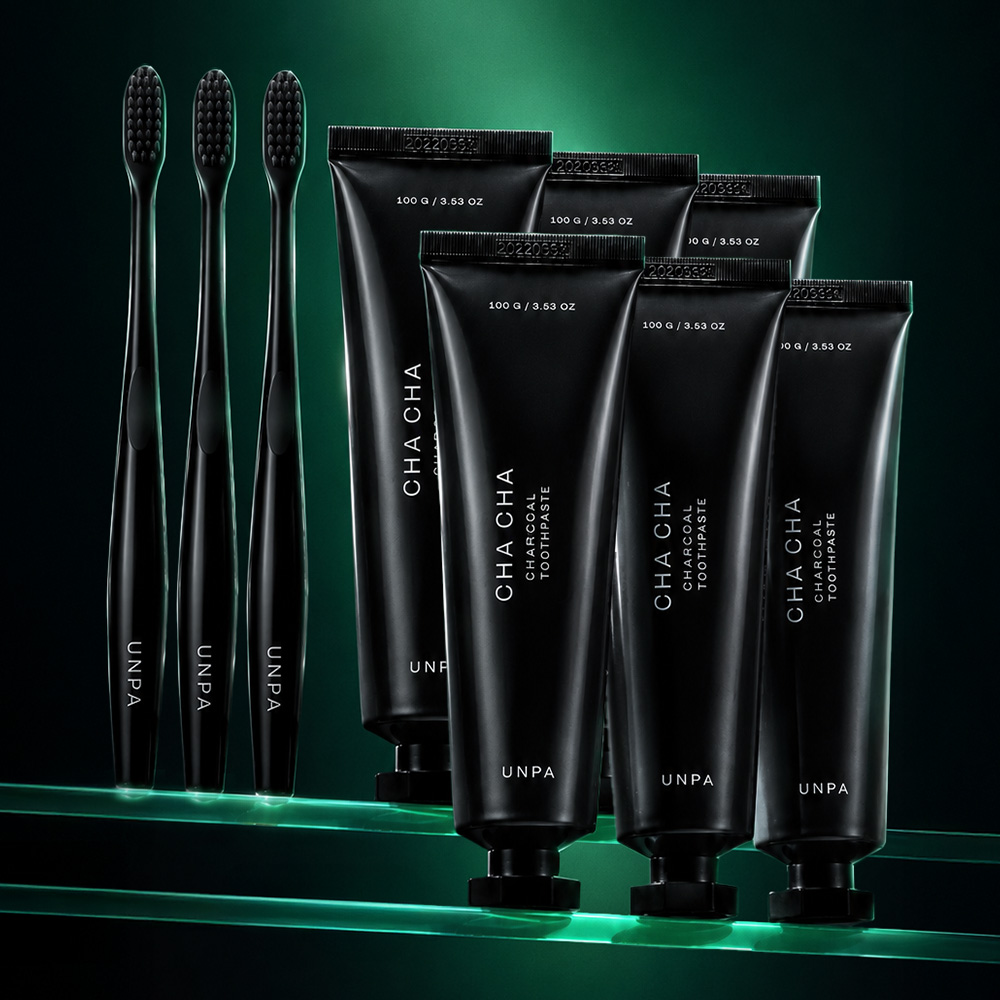 [네이버 단독 칫솔 3개 선물] 언파 차차 차콜치약 비건 구취제거 입냄새케어 100g, 6개 - 상품 이미지