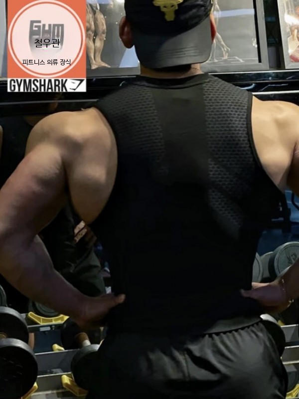 짐샤크 GYM SHARK 컴프레션 나시 티셔츠 2컬러 기능성 나시티 - 상세 이미지 4
