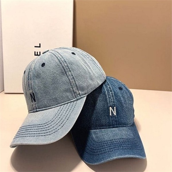 레터링 데님 볼캡 캐주얼 여성 볼캡 데일리 워싱 야구 모자 - 상품 이미지