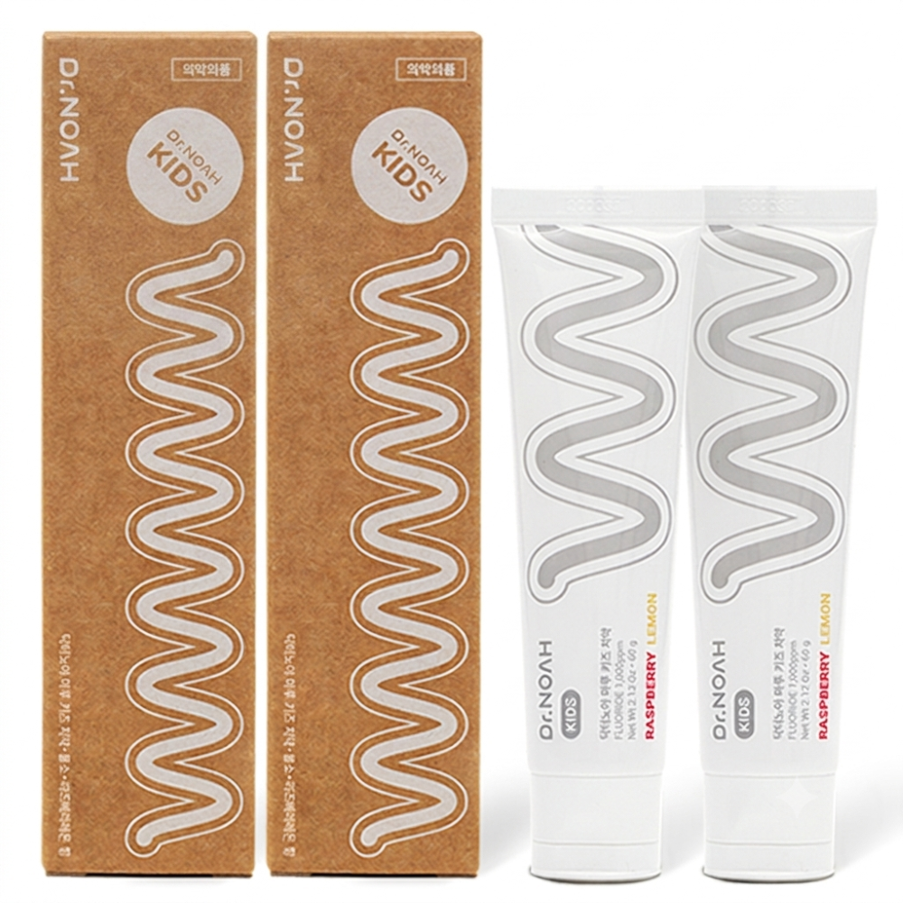 닥터노아 중금속 안심 불소 아기치약 유아 어린이 키즈 돌 6개월 라즈베리, 60g, 2개 - 상품 이미지