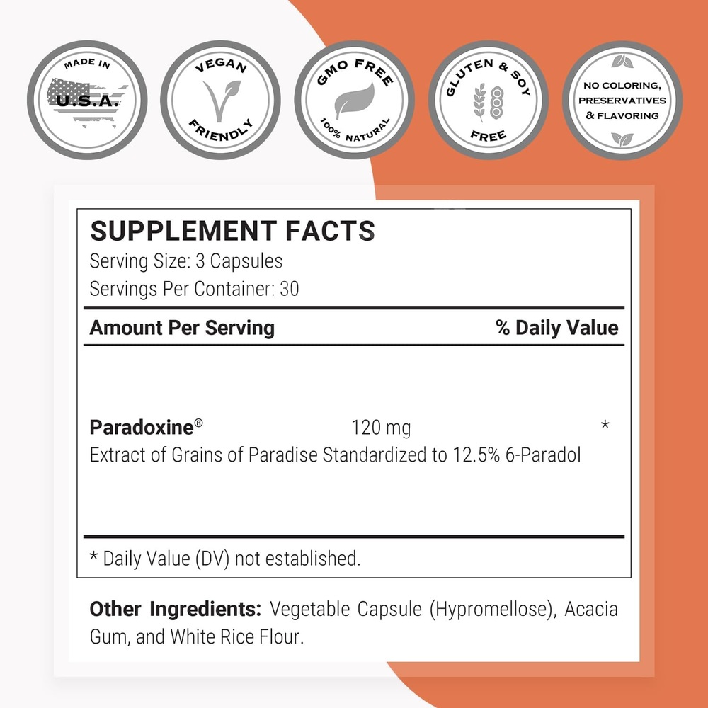 Supersmart Paradoxine 그레인즈오브파라다이스 추출물 1일 120mg 90베지캡슐 3개 허브추출물 - 상세 이미지 4