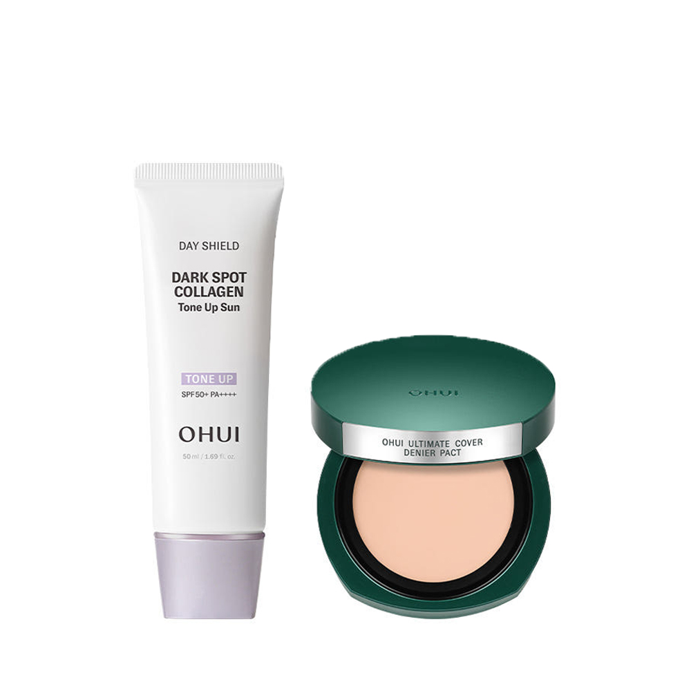 [라운지전용] 오휘 데이쉴드 다크스팟 콜라겐 톤업선 50ml + 얼티밋 커버 데니어 팩트(본품+리필) - 상세 이미지 2