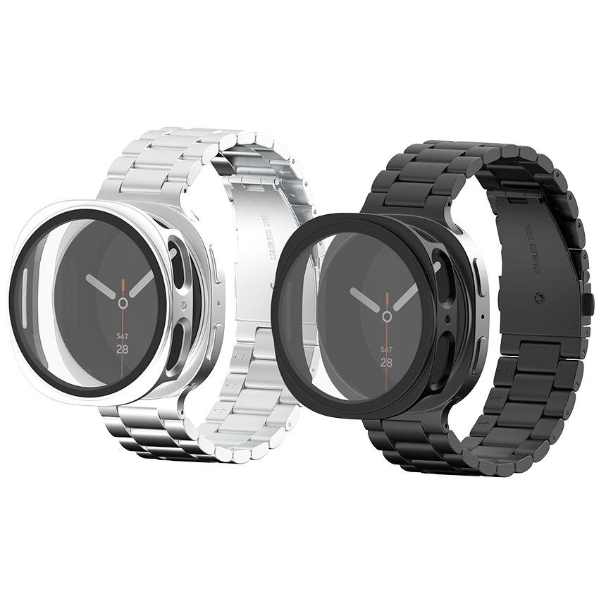 갤럭시워치8 클래식 메탈 스트랩 + 풀커버 케이스 SET 갤럭시워치8 클래식, 46mm, 블랙 - 상세 이미지 5
