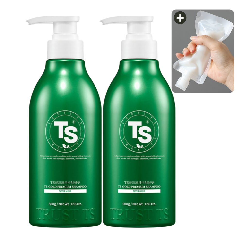 TS 골드프리미엄 샴푸 + 소분 파우치 500g, 2개 - 상품 이미지